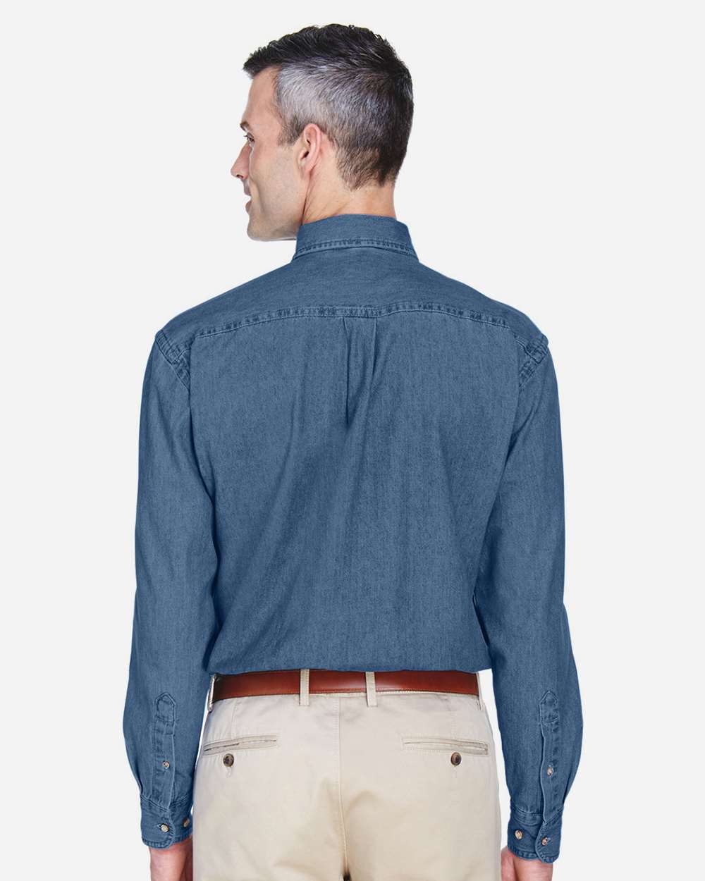 Harriton-M550T-Men's Tall Long Sleeve Denim Shirt - Image 11