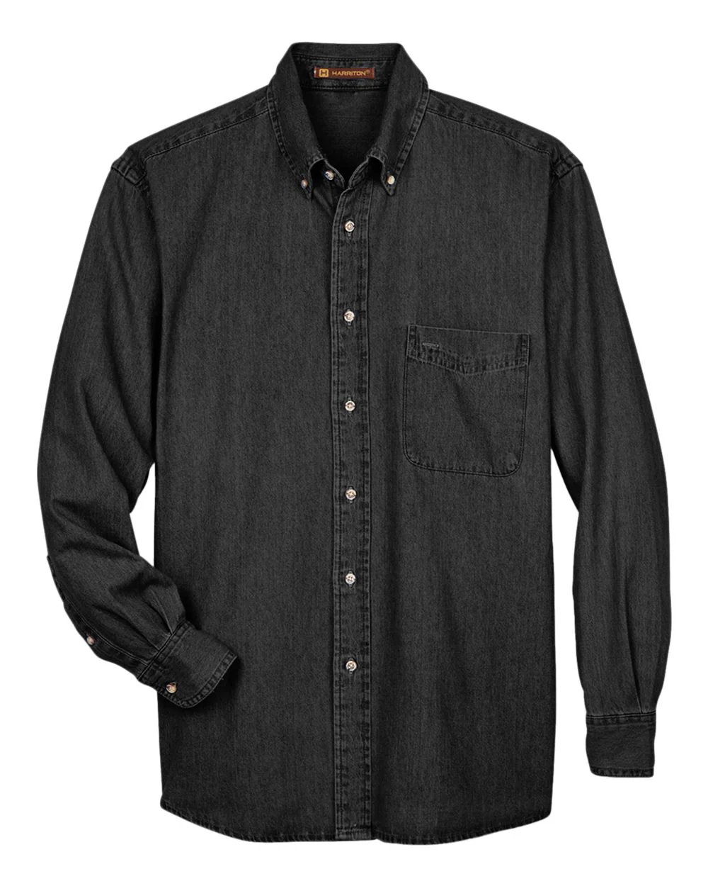 Harriton-M550T-Men's Tall Long Sleeve Denim Shirt - Image 12