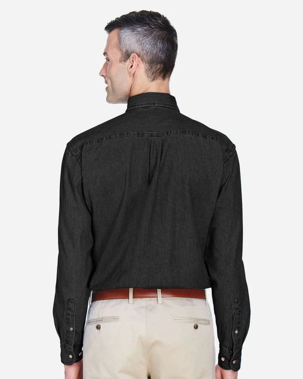 Harriton-M550T-Men's Tall Long Sleeve Denim Shirt - Image 16