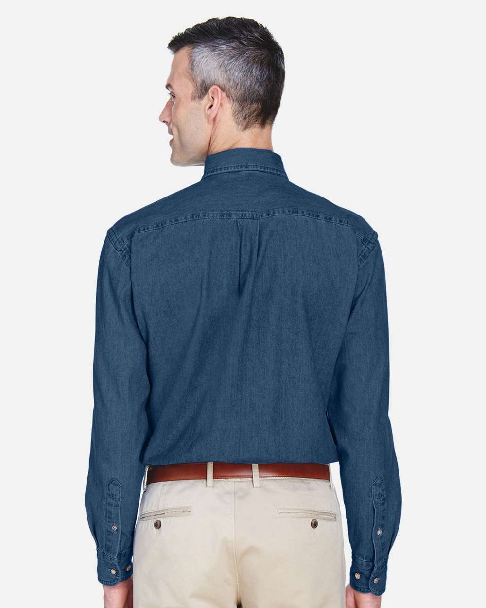 Harriton-M550T-Men's Tall Long Sleeve Denim Shirt - Image 5
