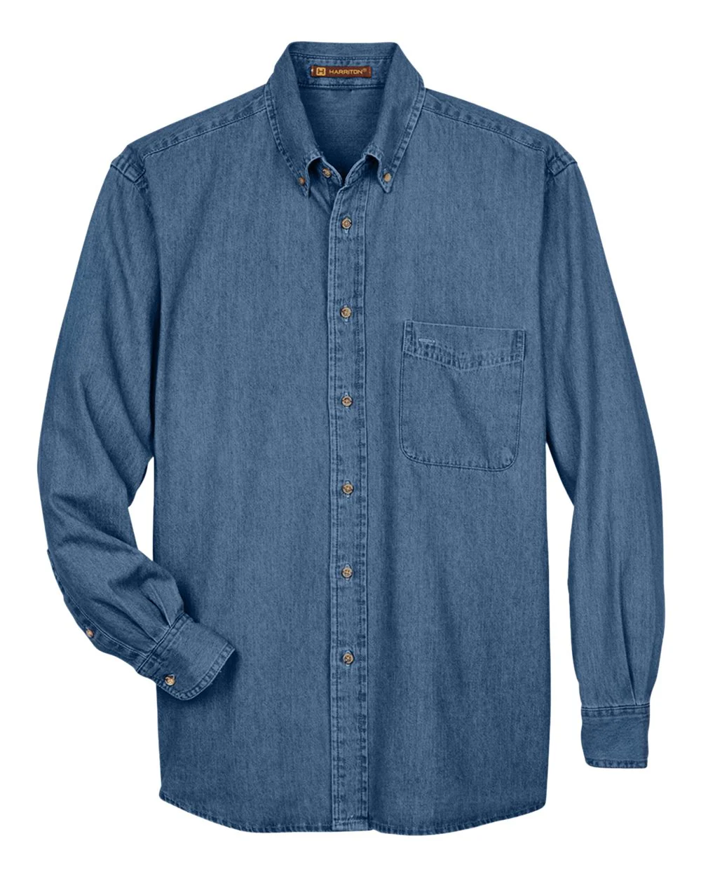 Harriton-M550T-Men's Tall Long Sleeve Denim Shirt - Image 7
