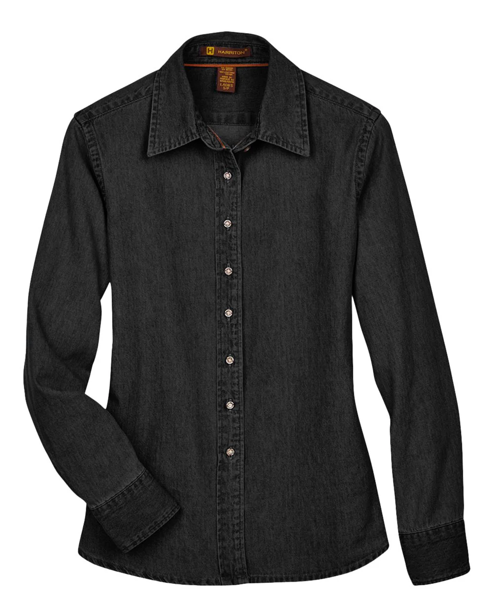 Harriton-M550W-Women's Long Sleeve Denim Shirt - Image 12