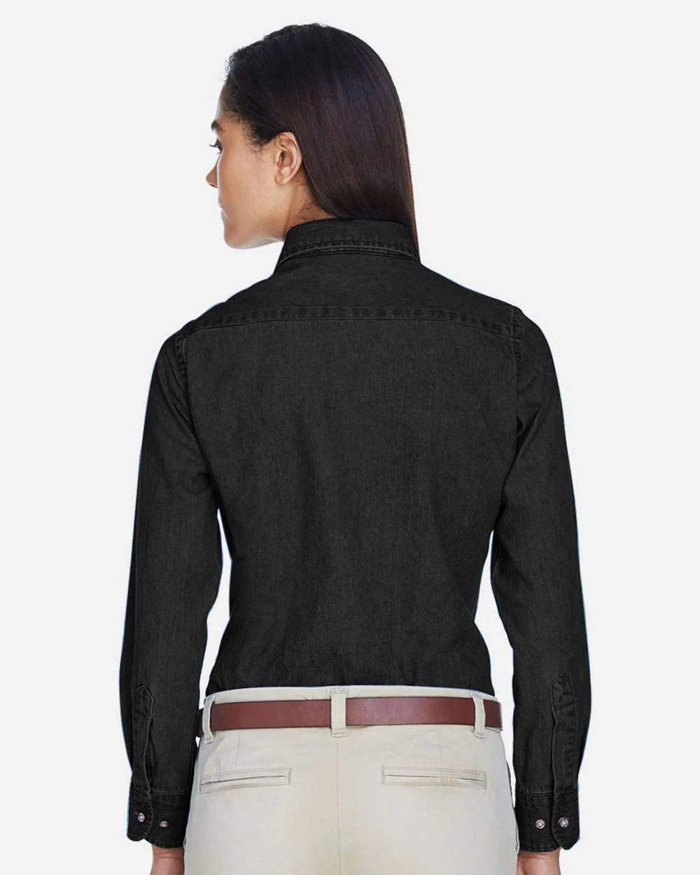 Harriton-M550W-Women's Long Sleeve Denim Shirt - Image 16