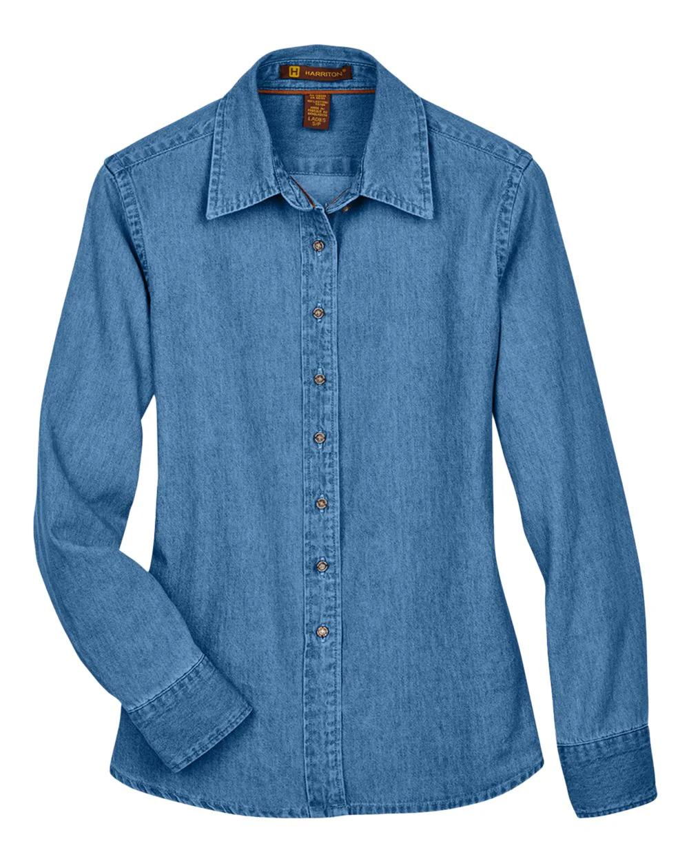 Harriton-M550W-Women's Long Sleeve Denim Shirt - Image 7