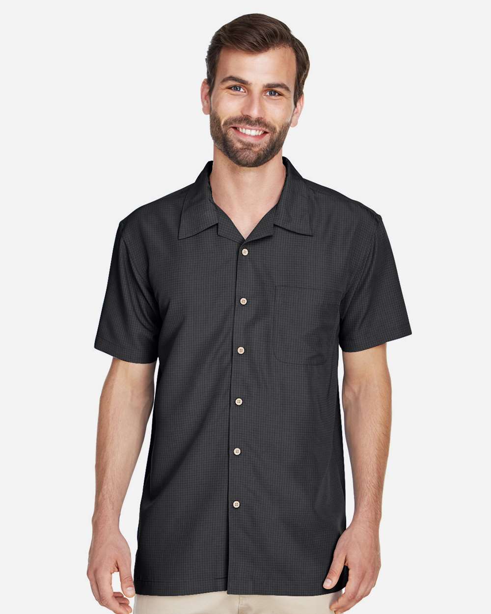 Harriton-M560-Men's Barbados Textured Camp Shirt - Image 3