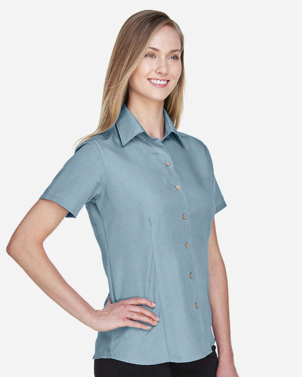 Harriton-M560W-Women's Barbados Textured Camp Shirt - Image 10