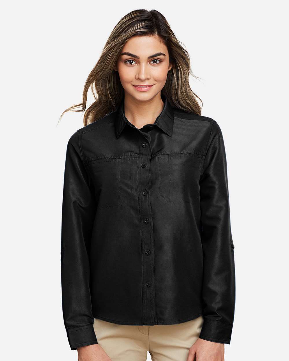 Harriton-M580LW-Women's Key West Long Sleeve Performance Staff Shirt - Image 3