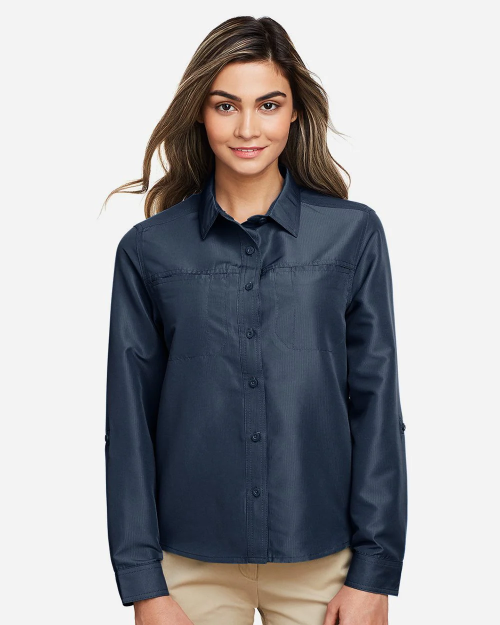 Harriton-M580LW-Women's Key West Long Sleeve Performance Staff Shirt - Image 6