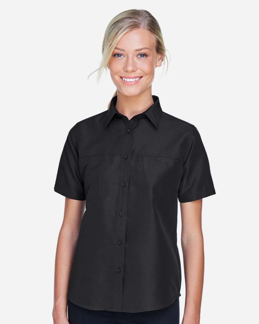 Harriton-M580W-Women's Key West Short Sleeve Performance Staff Shirt - Image 2