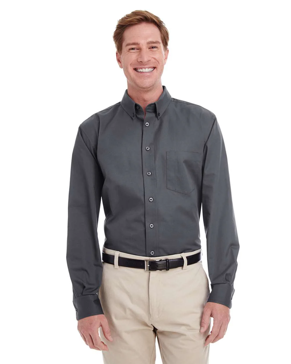 Harriton-M581-Men's Foundation Cotton Twill Dress Shirt with Teflon - Image 5