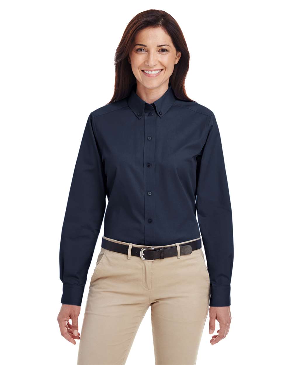 Harriton-M581W-Women's Foundation Cotton Twill Shirt with Teflon - Image 11