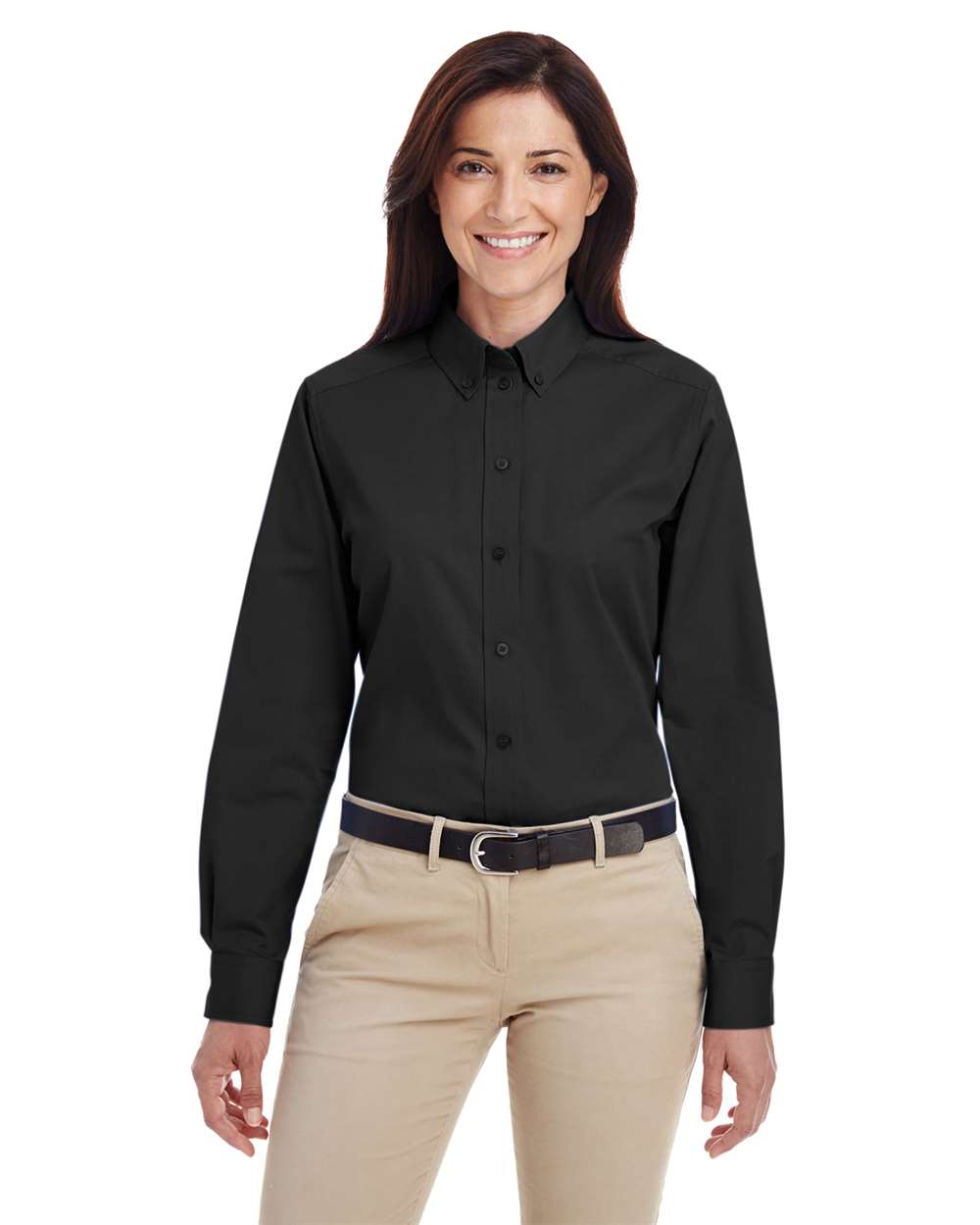 Harriton-M581W-Women's Foundation Cotton Twill Shirt with Teflon - Image 2