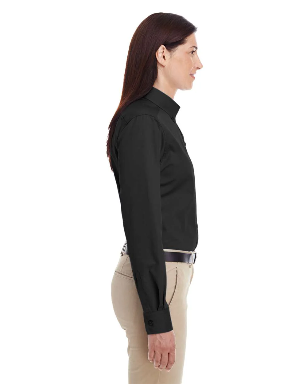 Harriton-M581W-Women's Foundation Cotton Twill Shirt with Teflon - Image 3