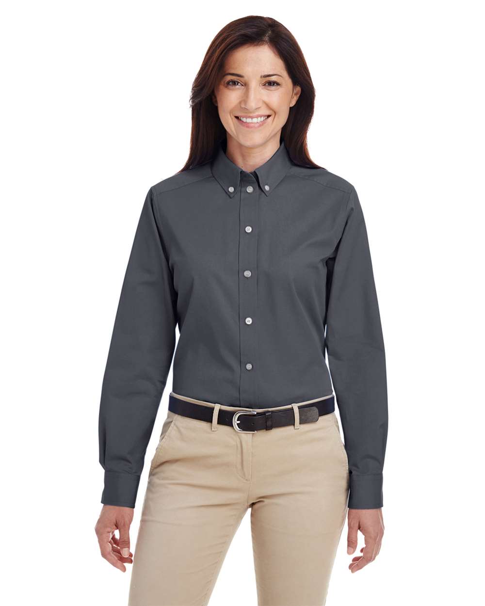 Harriton-M581W-Women's Foundation Cotton Twill Shirt with Teflon - Image 7