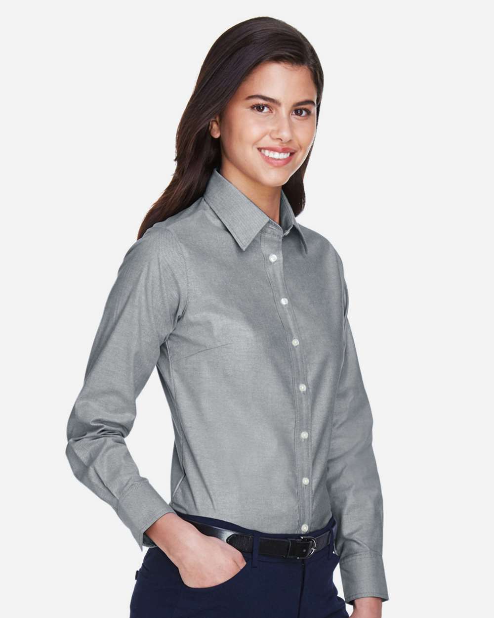 Harriton-M600W-Women's Long Sleeve Oxford Dress Shirt - Image 15