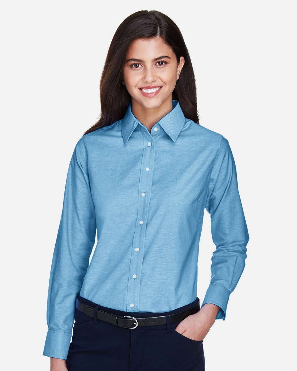 Harriton-M600W-Women's Long Sleeve Oxford Dress Shirt - Image 9