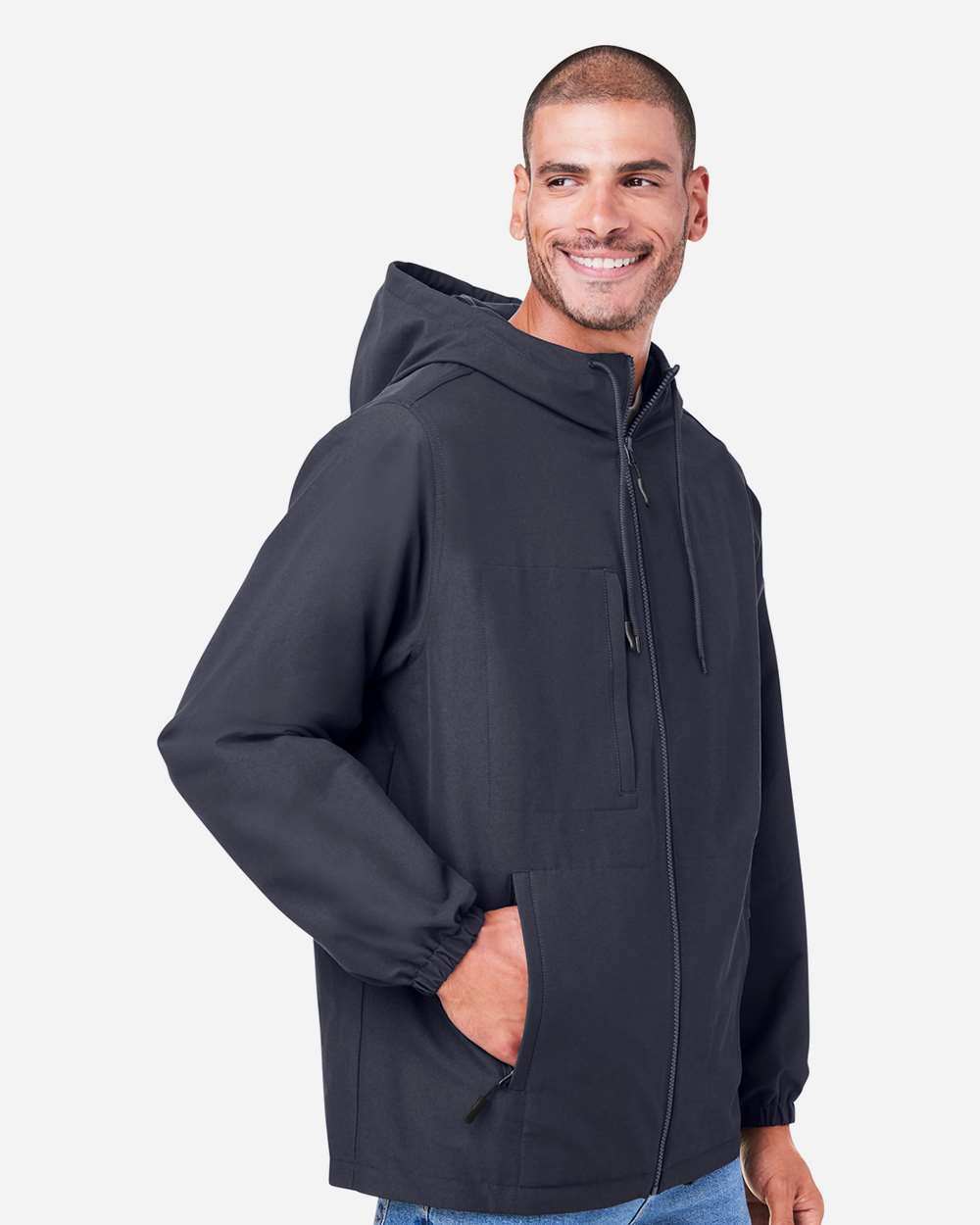 Harriton-M73-Unisex Flex Twill Hooded Jacket - Image 12