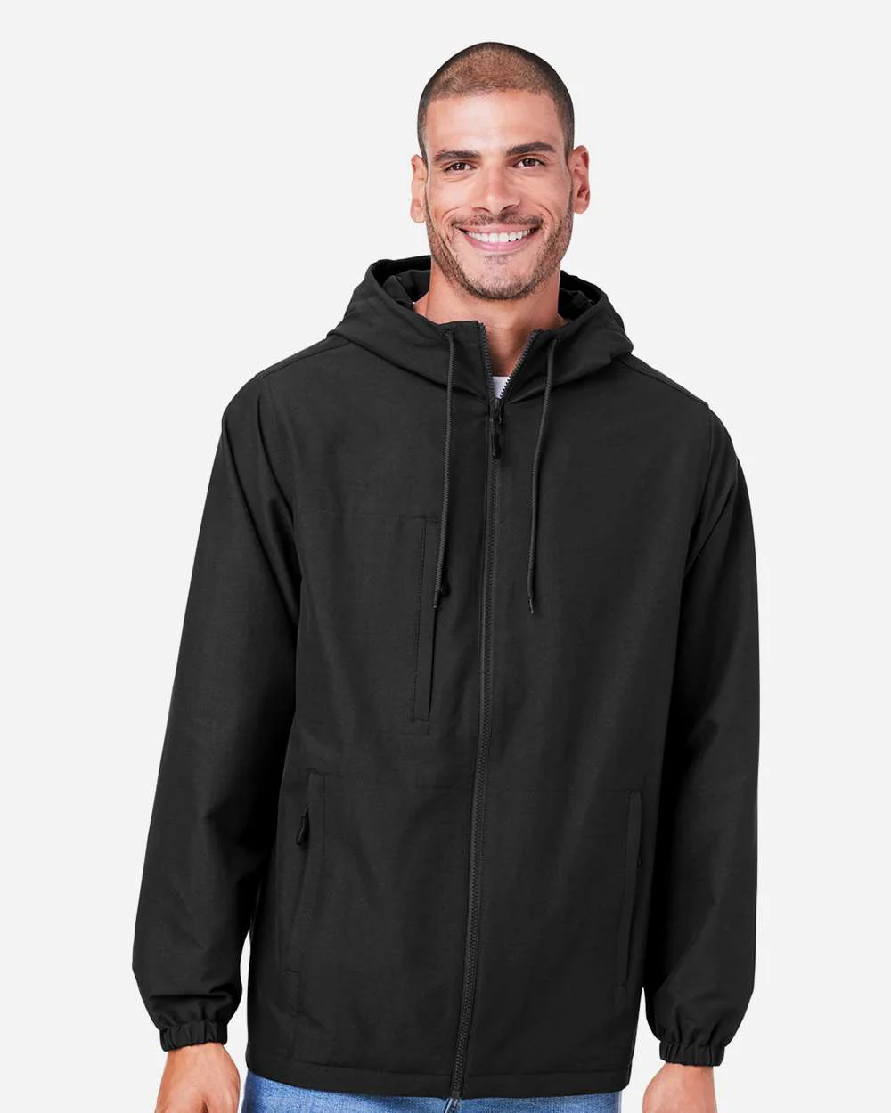 Harriton-M73-Unisex Flex Twill Hooded Jacket - Image 4
