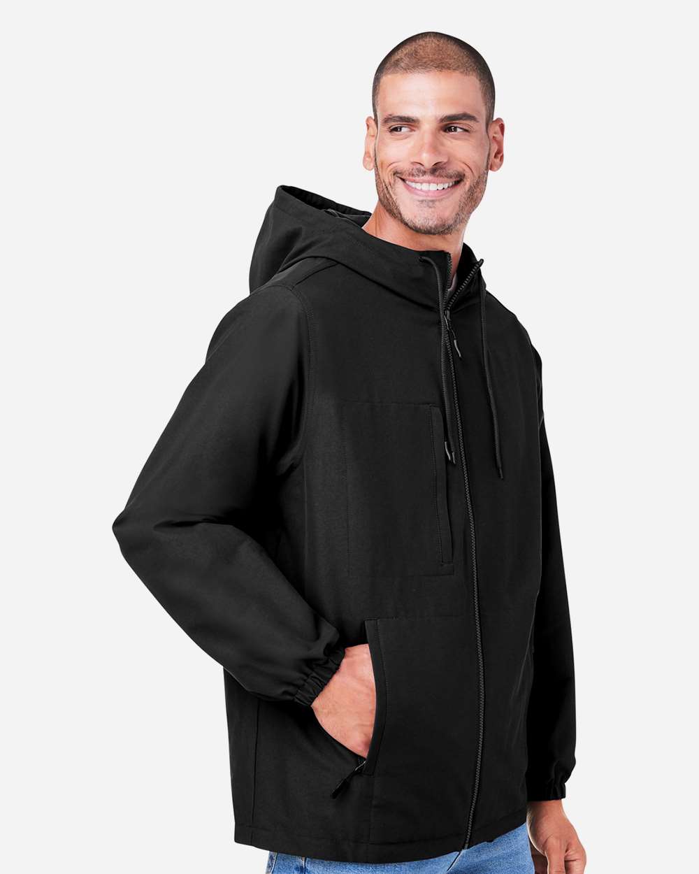 Harriton-M73-Unisex Flex Twill Hooded Jacket - Image 5