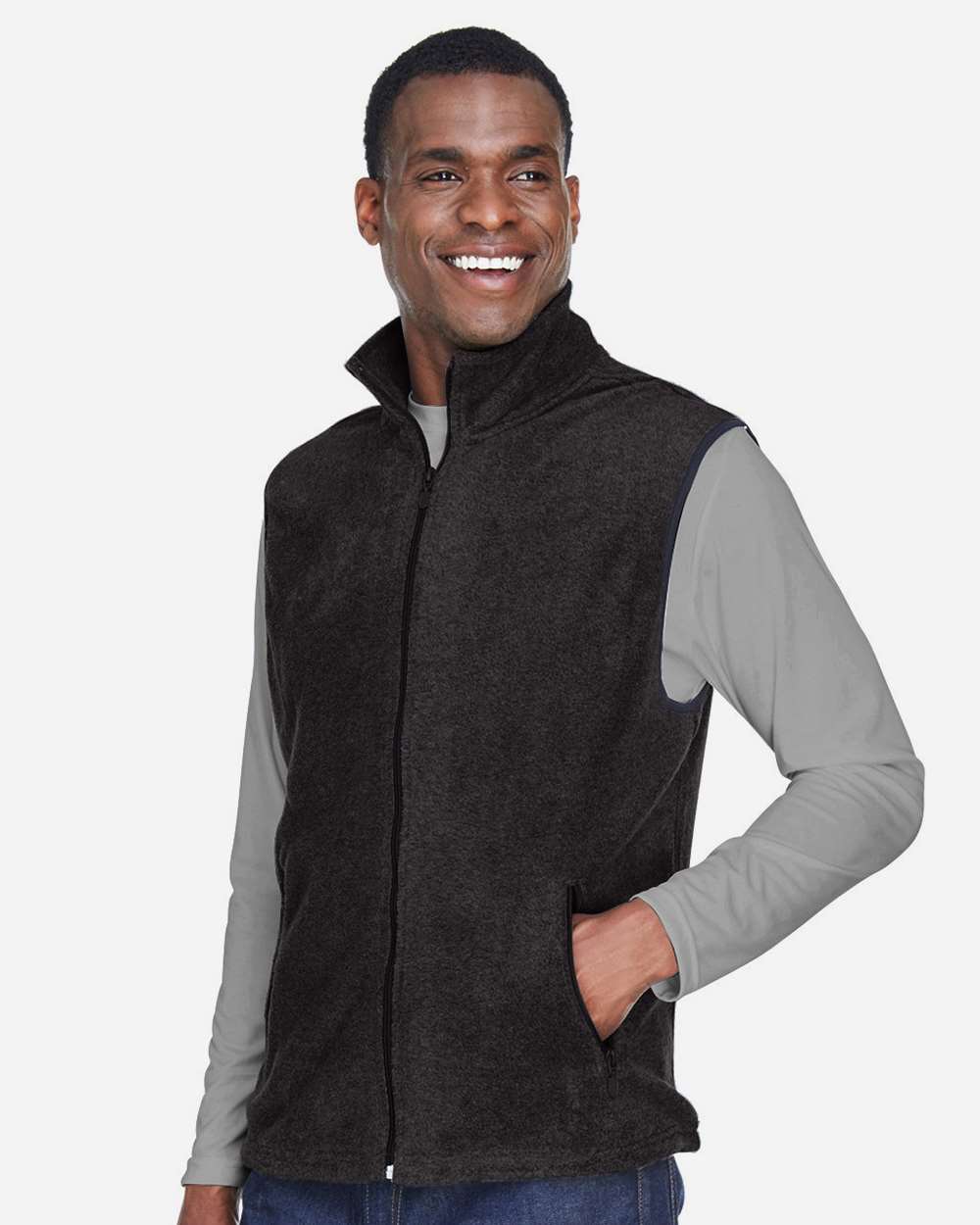 Harriton-M985-Unisex Fleece Full-Zip Vest - Image 4