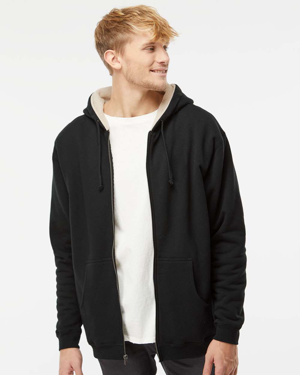 Independent Trading Co.-EXP40SHZ-Sherpa-Lined Full-Zip Hooded Sweatshirt - Image 4