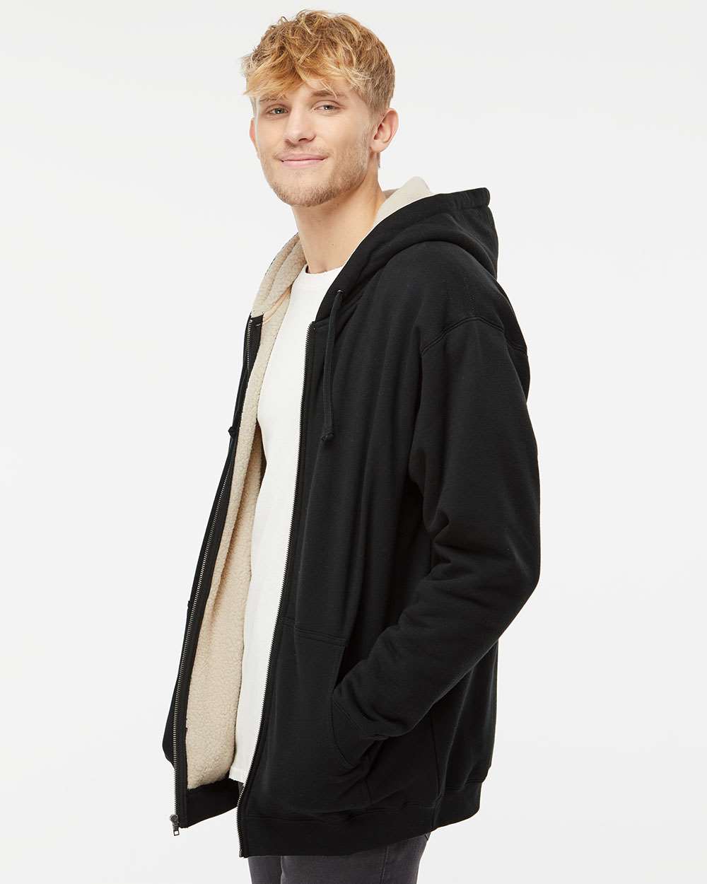 Independent Trading Co.-EXP40SHZ-Sherpa-Lined Full-Zip Hooded Sweatshirt - Image 5