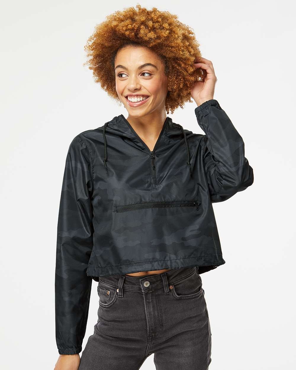 Independent Trading Co.-EXP64CRP-Women's Lightweight Quarter-Zip Pullover Crop Windbreaker - Image 11