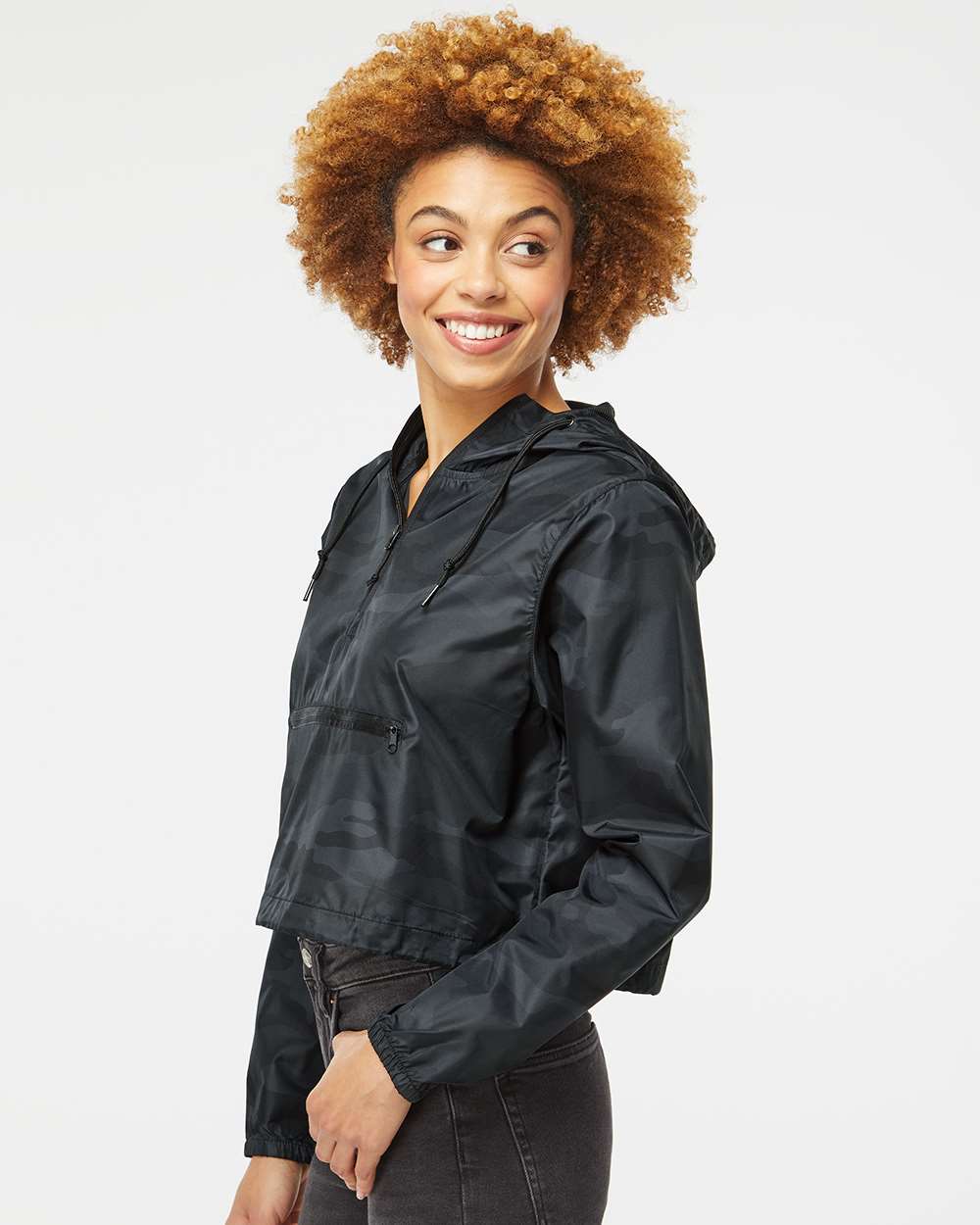 Independent Trading Co.-EXP64CRP-Women's Lightweight Quarter-Zip Pullover Crop Windbreaker - Image 12