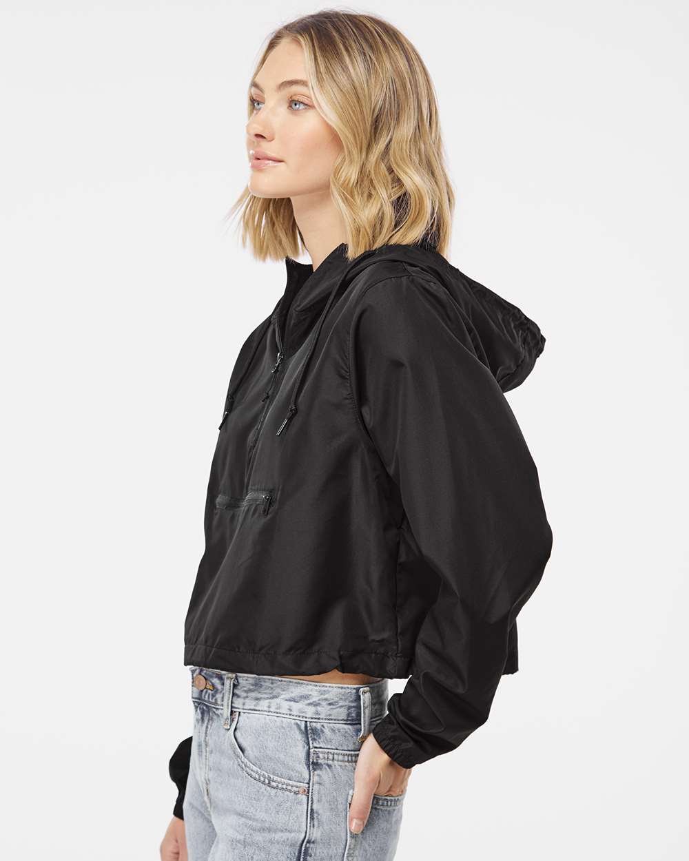 Independent Trading Co.-EXP64CRP-Women's Lightweight Quarter-Zip Pullover Crop Windbreaker - Image 5