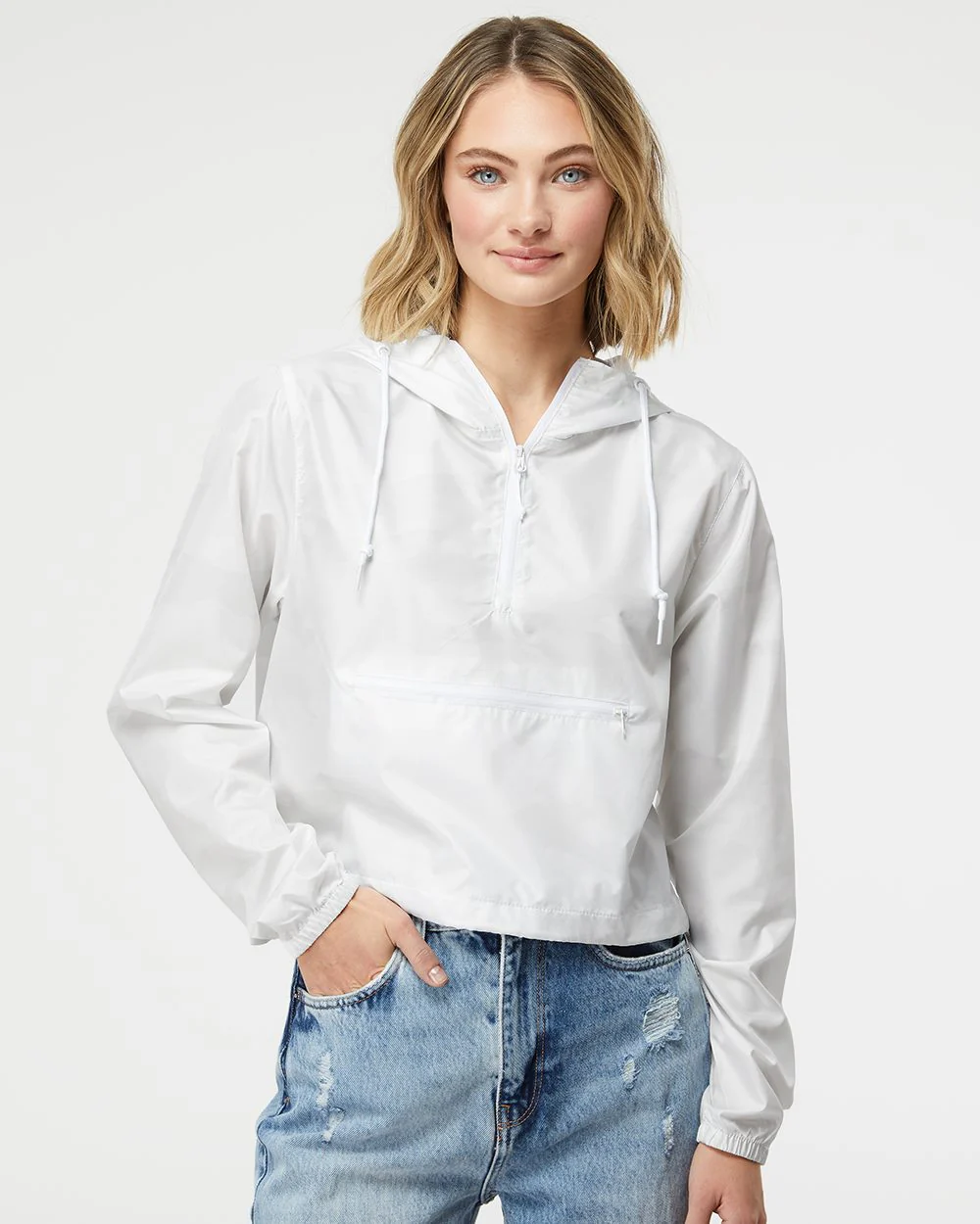 Independent Trading Co.-EXP64CRP-Women's Lightweight Quarter-Zip Pullover Crop Windbreaker - Image 7