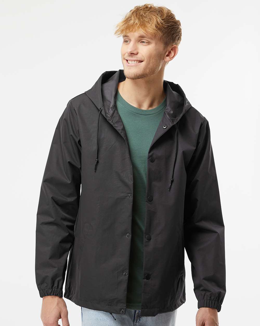 Independent Trading Co.-EXP95NB-Water-Resistant Hooded Windbreaker - Image 11