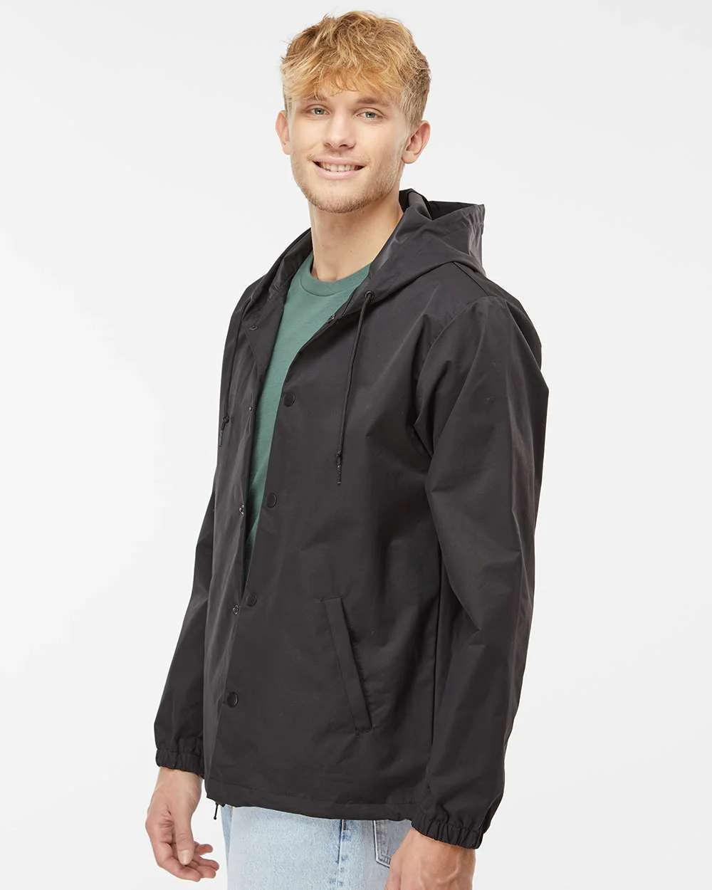 Independent Trading Co.-EXP95NB-Water-Resistant Hooded Windbreaker - Image 12