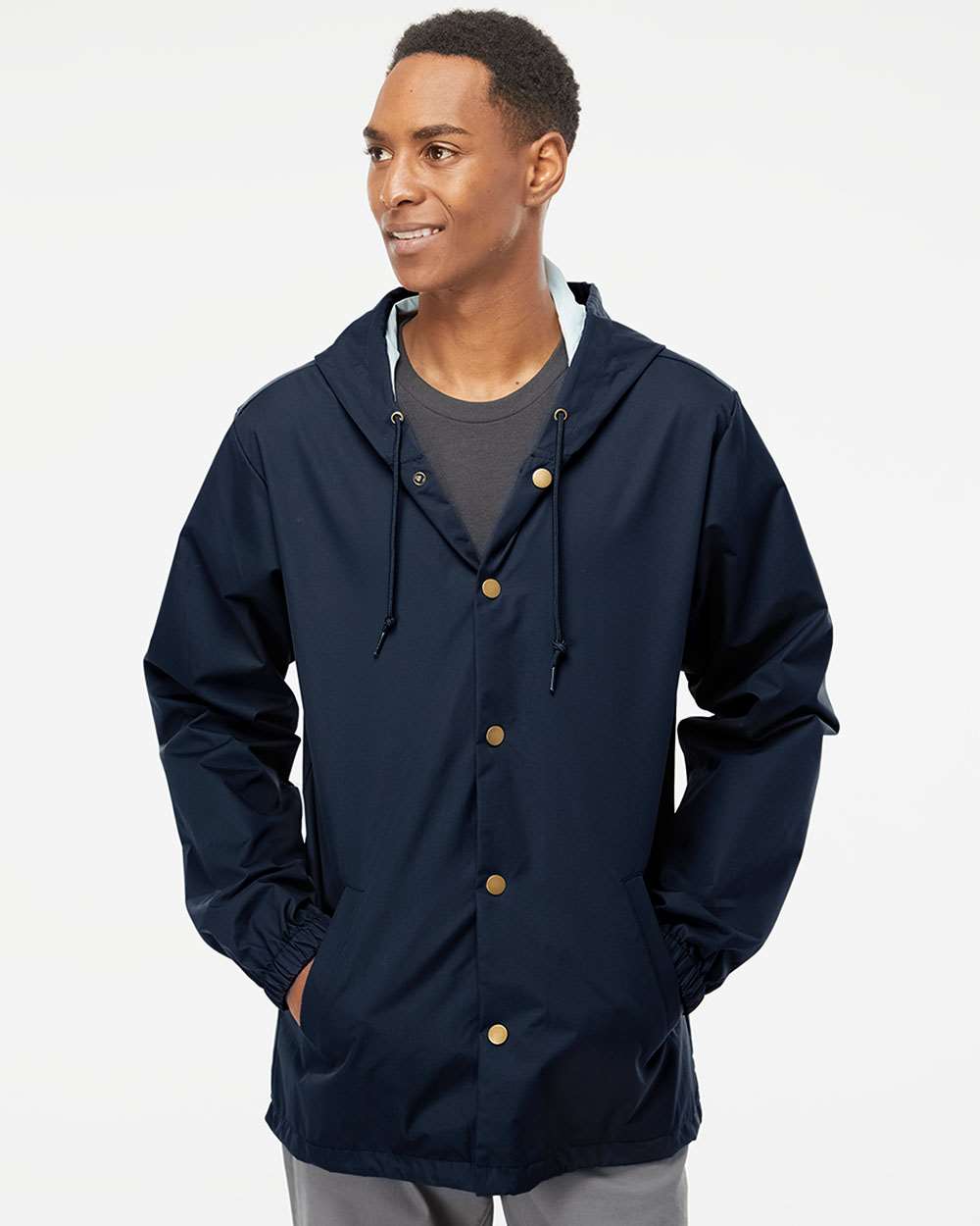 Independent Trading Co.-EXP95NB-Water-Resistant Hooded Windbreaker - Image 17