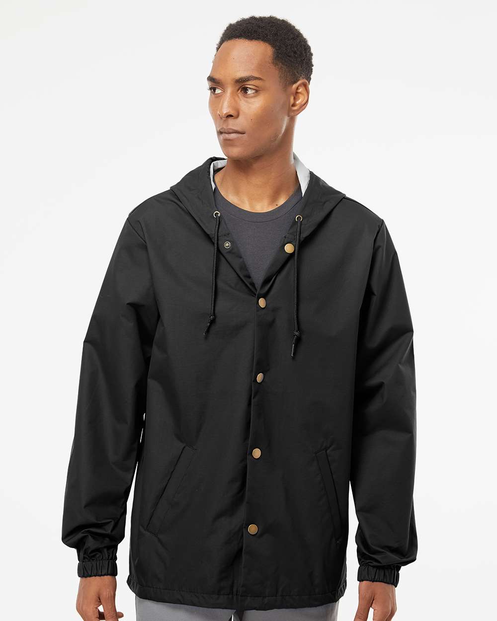 Independent Trading Co.-EXP95NB-Water-Resistant Hooded Windbreaker - Image 4