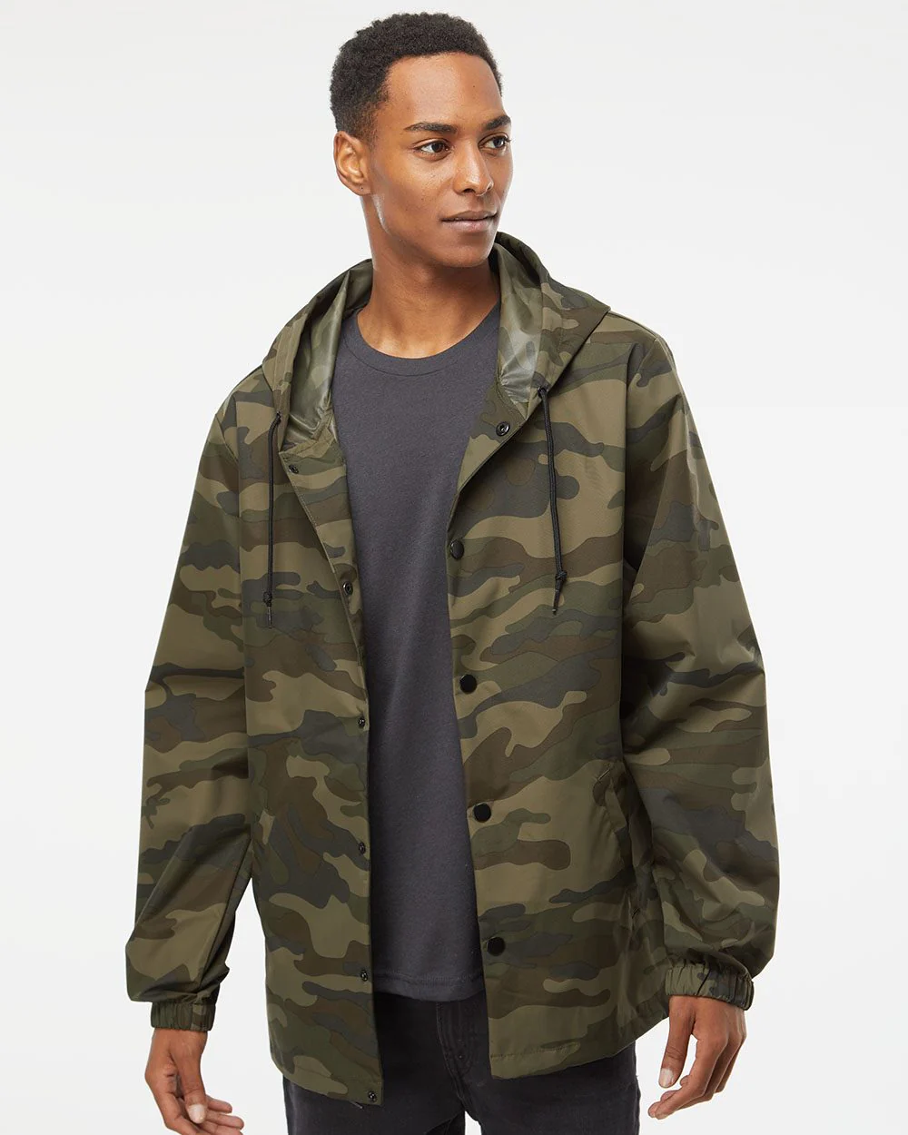 Independent Trading Co.-EXP95NB-Water-Resistant Hooded Windbreaker - Image 7