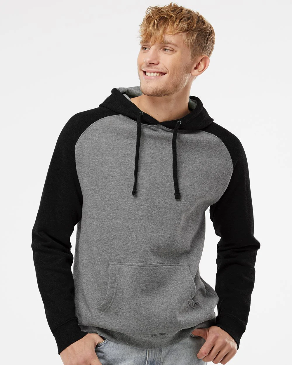 Independent Trading Co.-IND40RP-Raglan Hooded Sweatshirt - Image 7