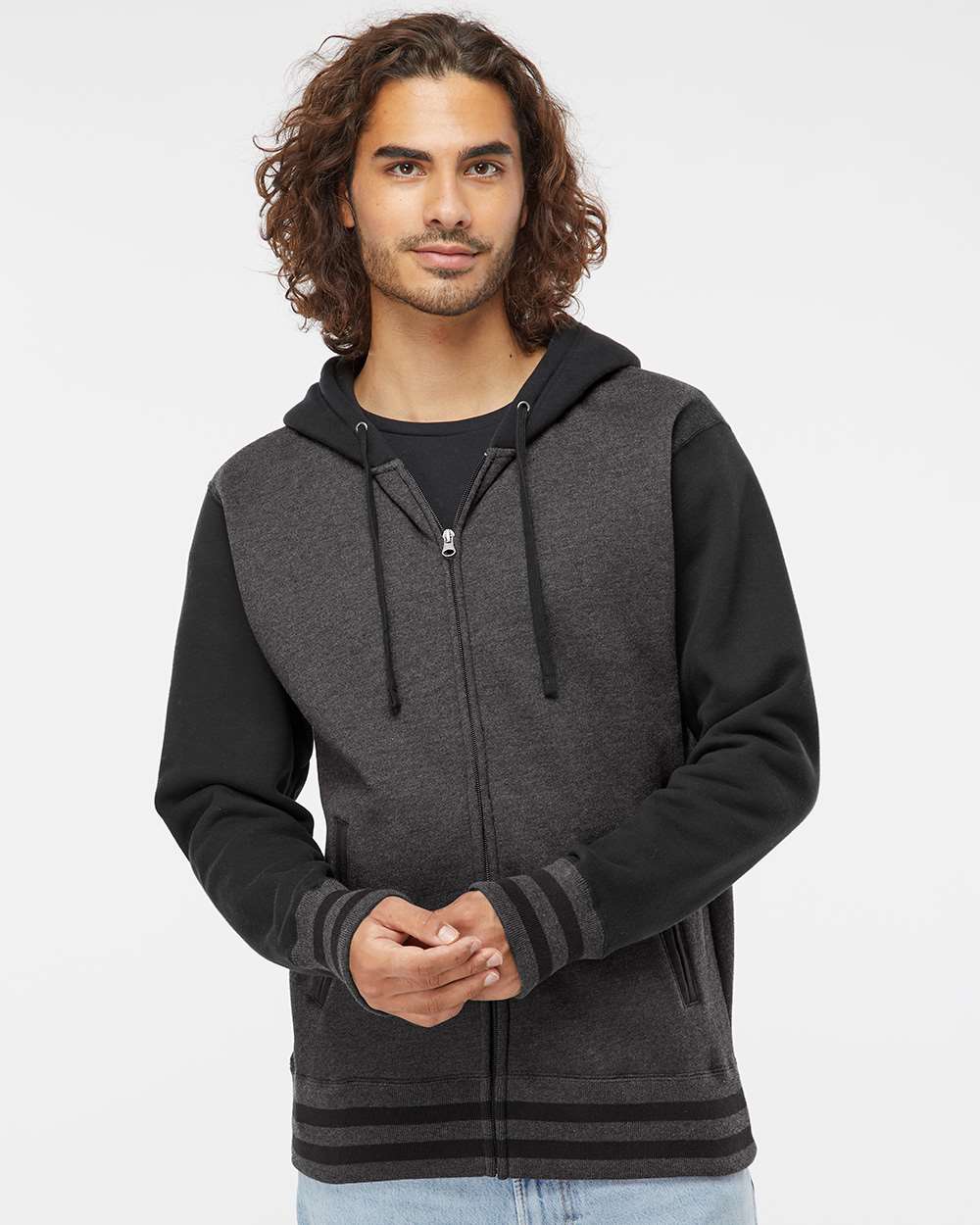 Independent Trading Co.-IND45UVZ-Heavyweight Varsity Full-Zip Hooded Sweatshirt - Image 11