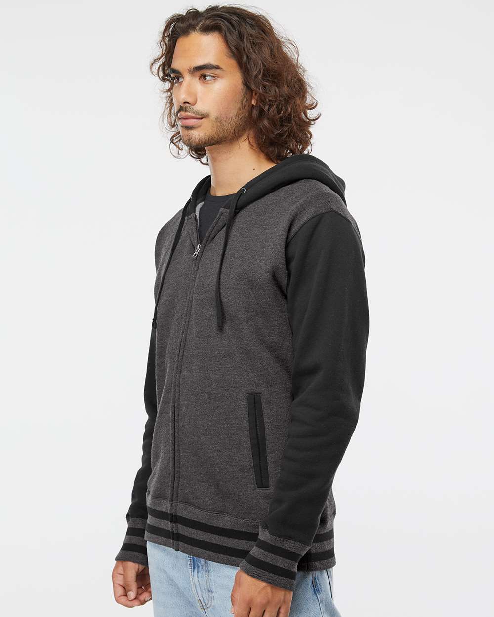 Independent Trading Co.-IND45UVZ-Heavyweight Varsity Full-Zip Hooded Sweatshirt - Image 12