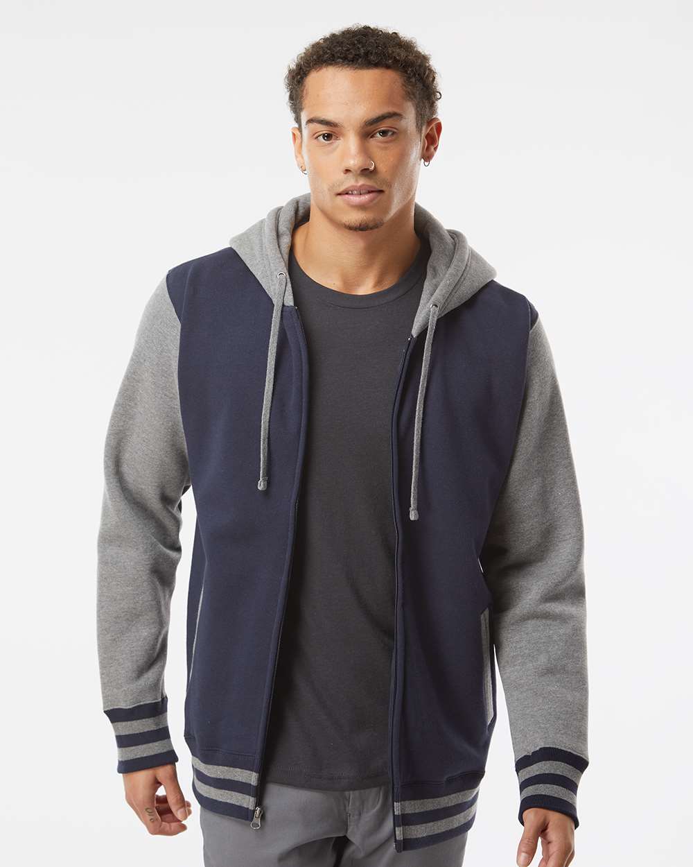 Independent Trading Co.-IND45UVZ-Heavyweight Varsity Full-Zip Hooded Sweatshirt - Image 17
