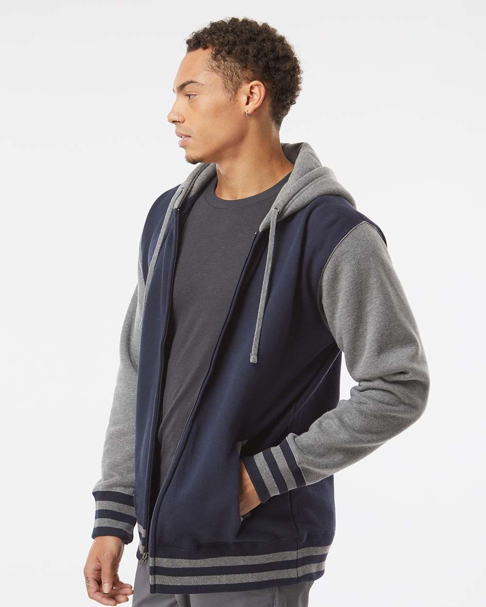 Independent Trading Co.-IND45UVZ-Heavyweight Varsity Full-Zip Hooded Sweatshirt - Image 18