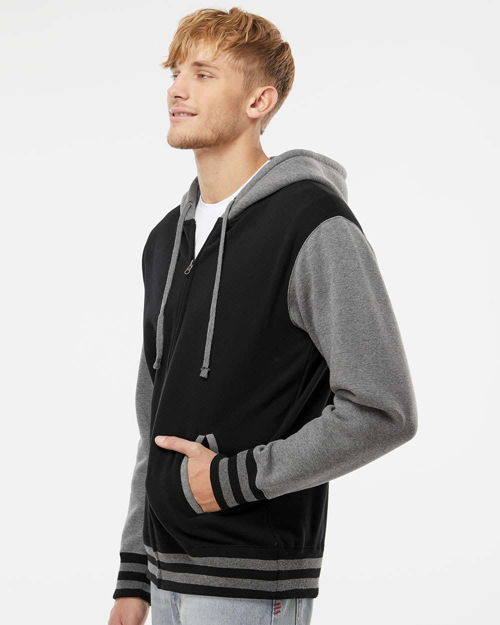 Independent Trading Co.-IND45UVZ-Heavyweight Varsity Full-Zip Hooded Sweatshirt - Image 5