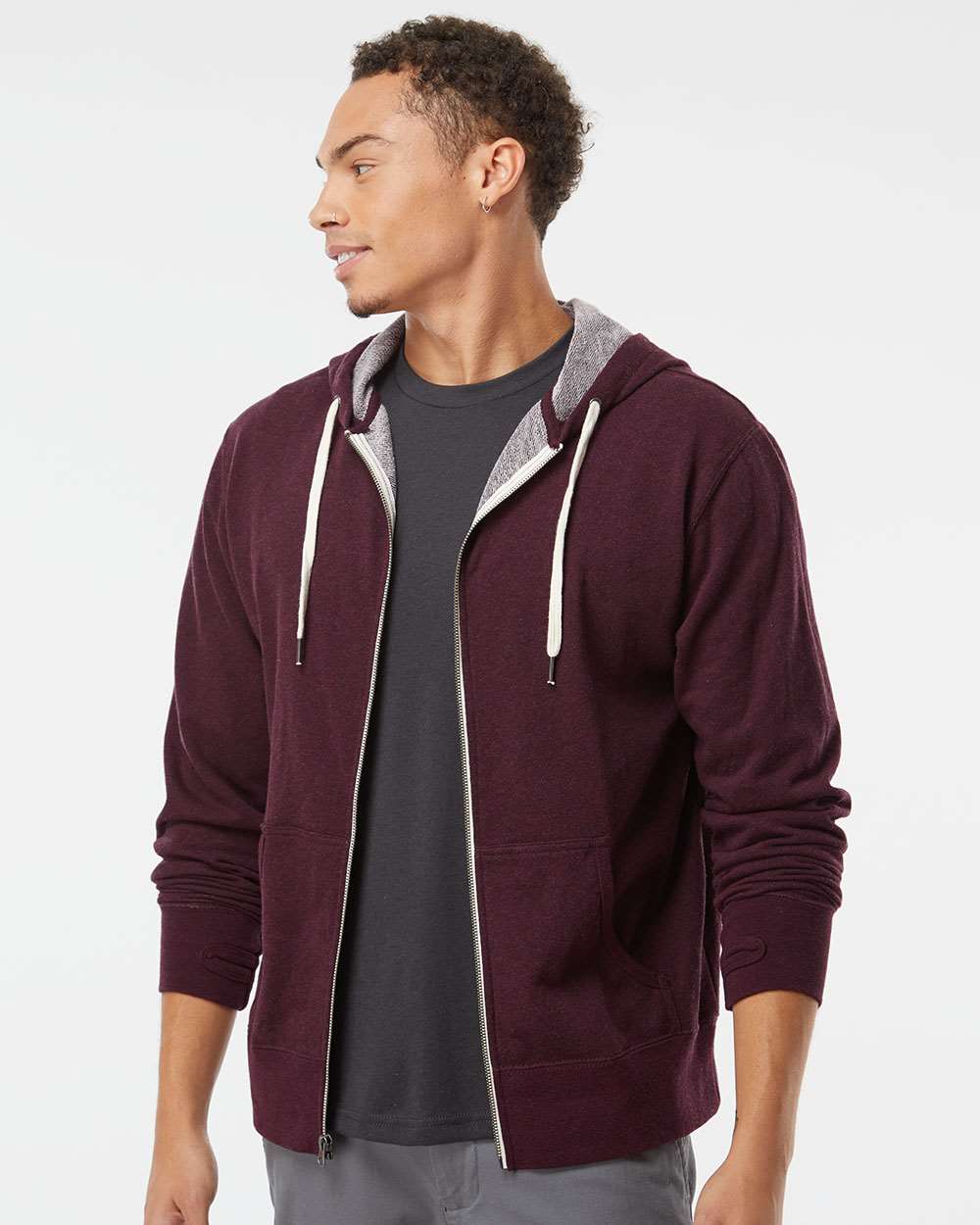 Independent Trading Co.-PRM90HTZ-Heathered French Terry Full-Zip Hooded Sweatshirt - Image 11