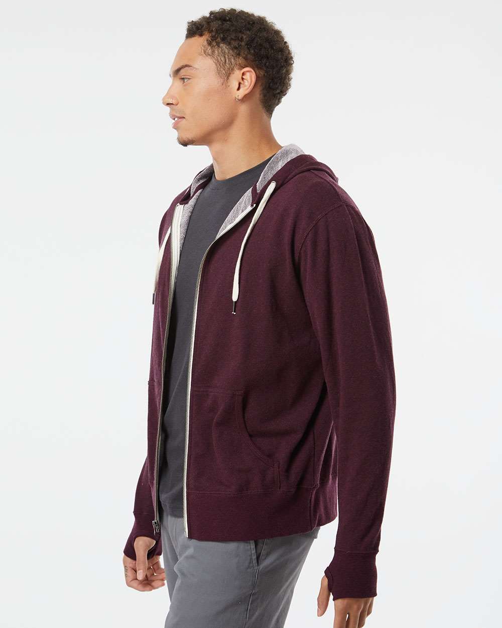 Independent Trading Co.-PRM90HTZ-Heathered French Terry Full-Zip Hooded Sweatshirt - Image 12