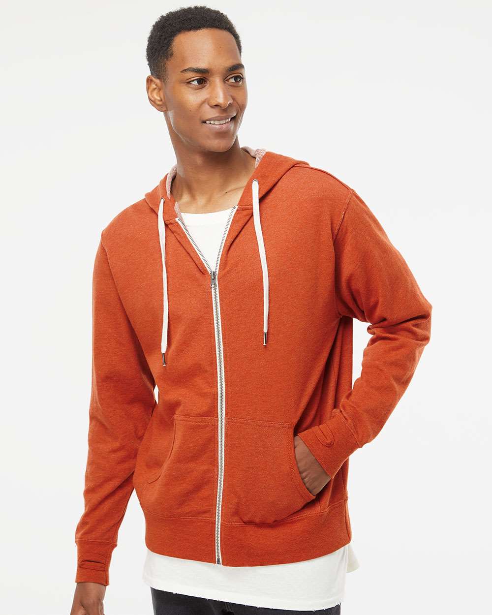 Independent Trading Co.-PRM90HTZ-Heathered French Terry Full-Zip Hooded Sweatshirt - Image 17