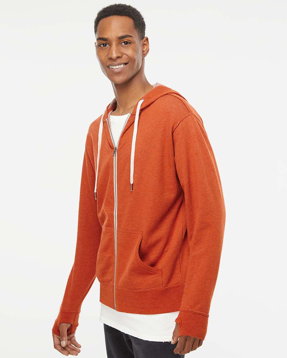 Independent Trading Co.-PRM90HTZ-Heathered French Terry Full-Zip Hooded Sweatshirt - Image 18