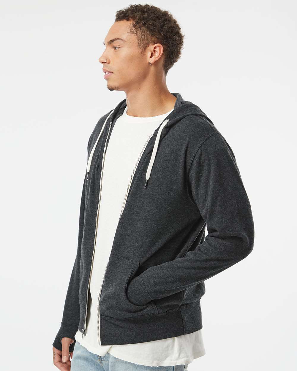 Independent Trading Co.-PRM90HTZ-Heathered French Terry Full-Zip Hooded Sweatshirt - Image 24