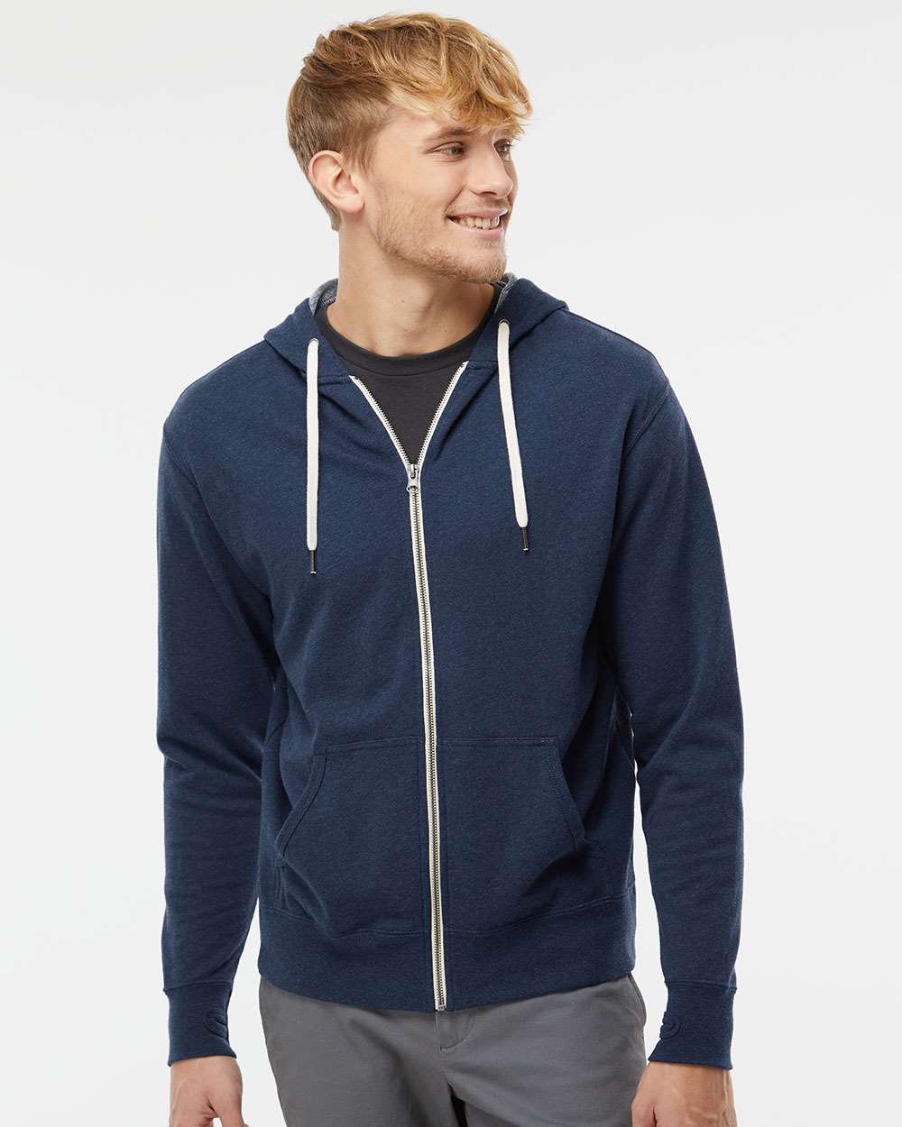 Independent Trading Co.-PRM90HTZ-Heathered French Terry Full-Zip Hooded Sweatshirt - Image 29