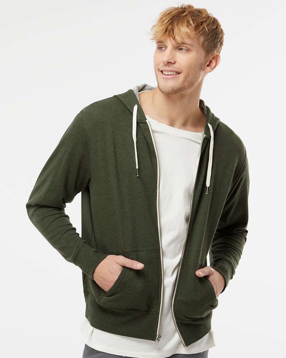 Independent Trading Co.-PRM90HTZ-Heathered French Terry Full-Zip Hooded Sweatshirt - Image 35