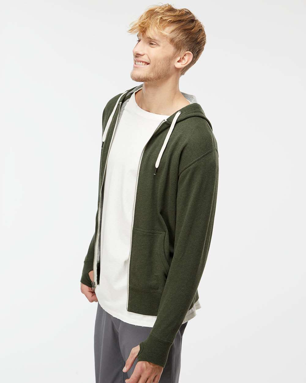 Independent Trading Co.-PRM90HTZ-Heathered French Terry Full-Zip Hooded Sweatshirt - Image 36