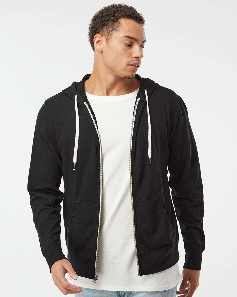 Independent Trading Co.-PRM90HTZ-Heathered French Terry Full-Zip Hooded Sweatshirt - Image 4